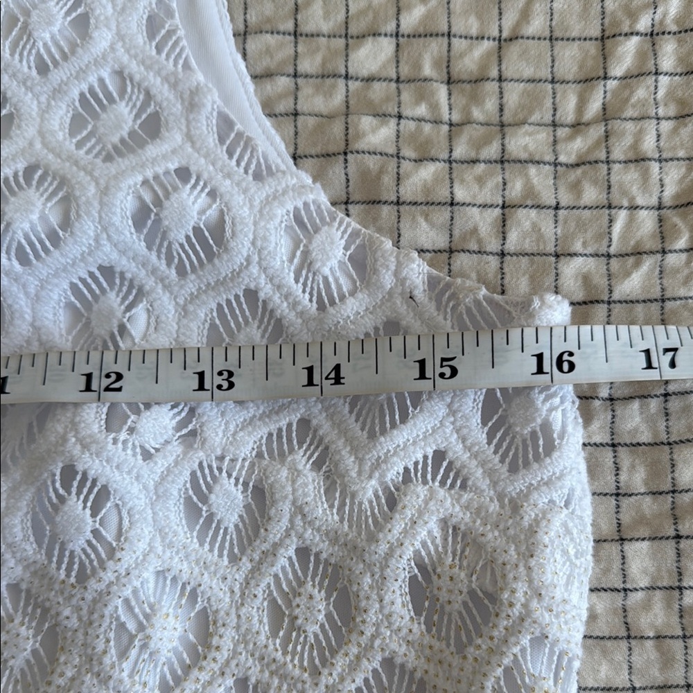 Lily Pulitzer White Lace Lined Dress Gold Detailing Women's Size Small - Picture 9 of 10